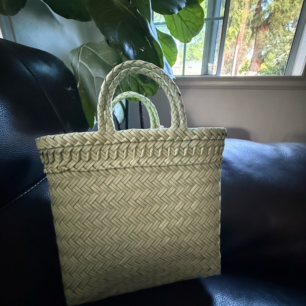 Elegant Green Woven Tote Bag